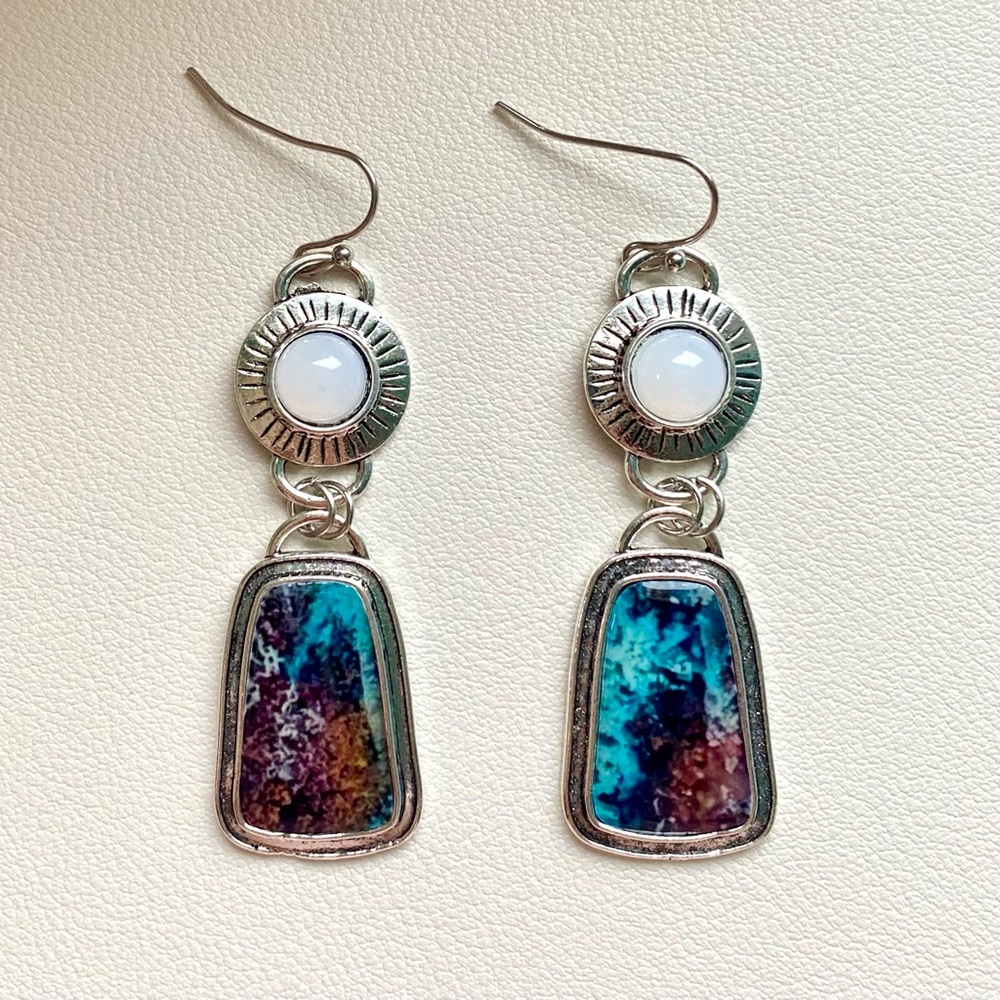 Silver and Blue Dangle Earrings